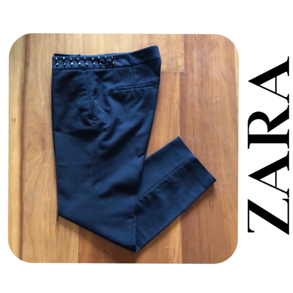 Zara Basic Black Studded Dress Pants